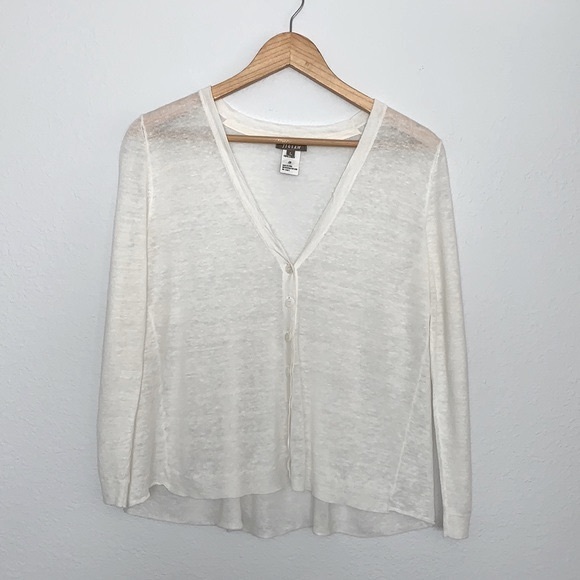 Jigsaw Sweaters - JIGSAW Ivory Linen Lightweight Cardigan, Large